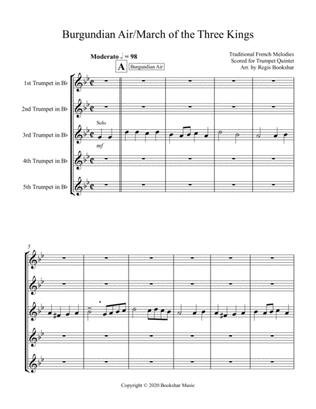 Burgundian Air/March of the Three Kings (F min) (Trumpet Quintet)