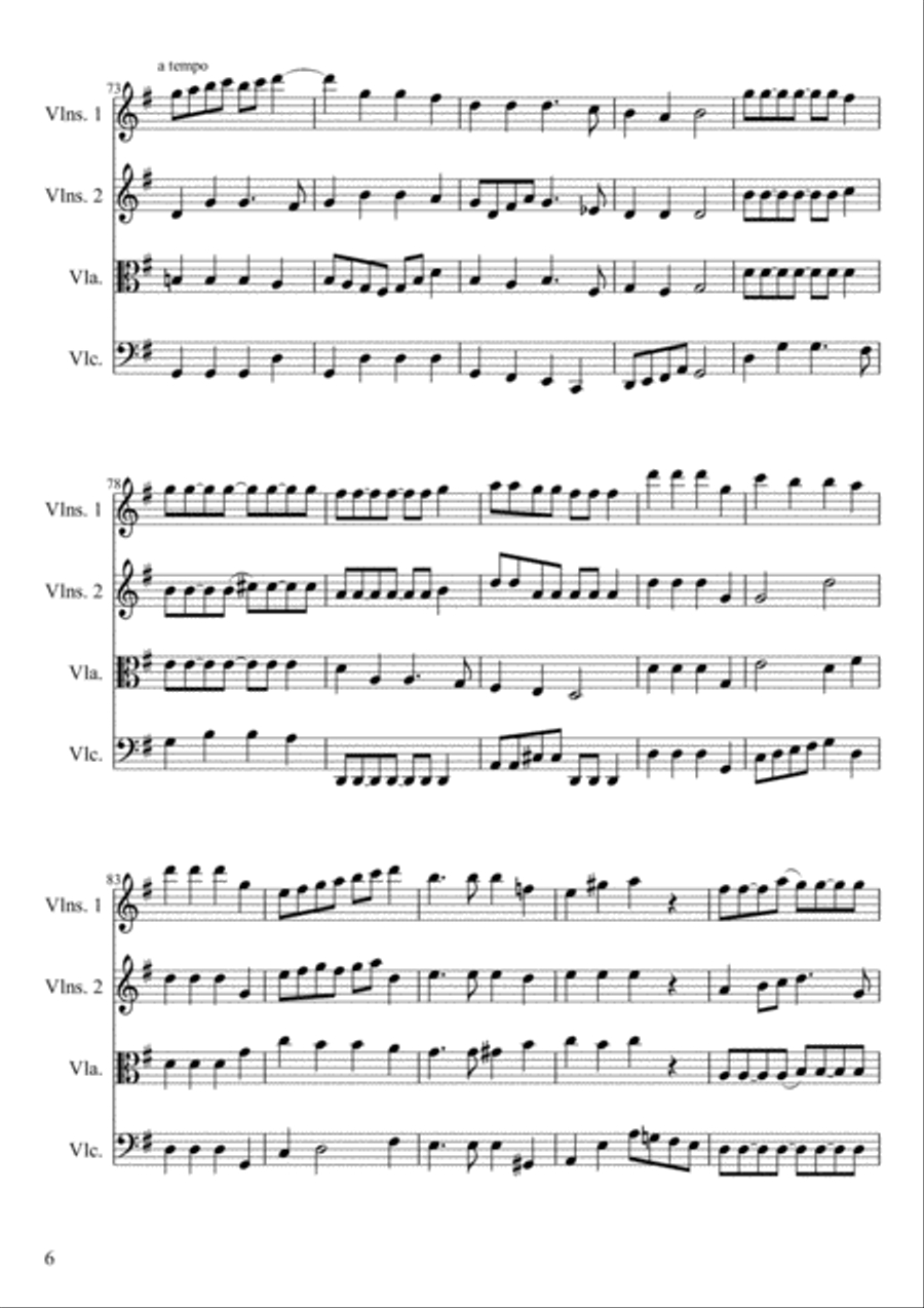 Hark, the Herald Angels Sing, score/parts String Quartet scores gallery preview page 6