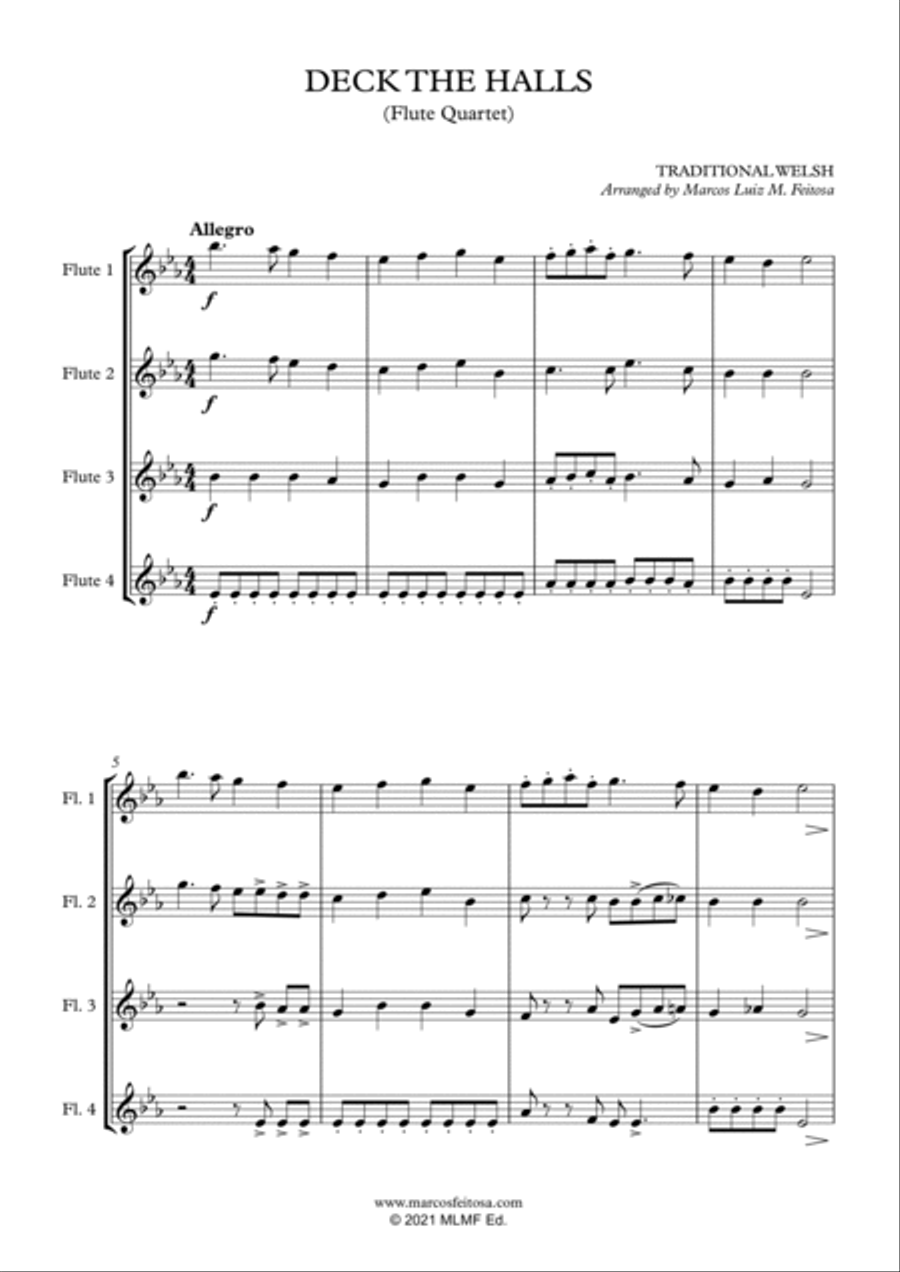 Deck The Halls - Flute Quartet Flute Quartet scores gallery preview page 3