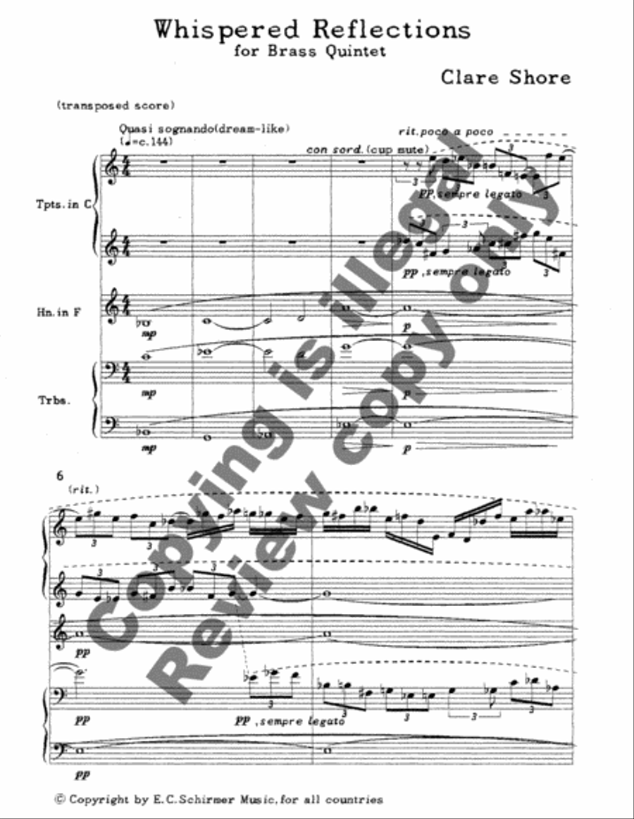 Whispered Reflections Brass Quintet scores gallery preview page 3