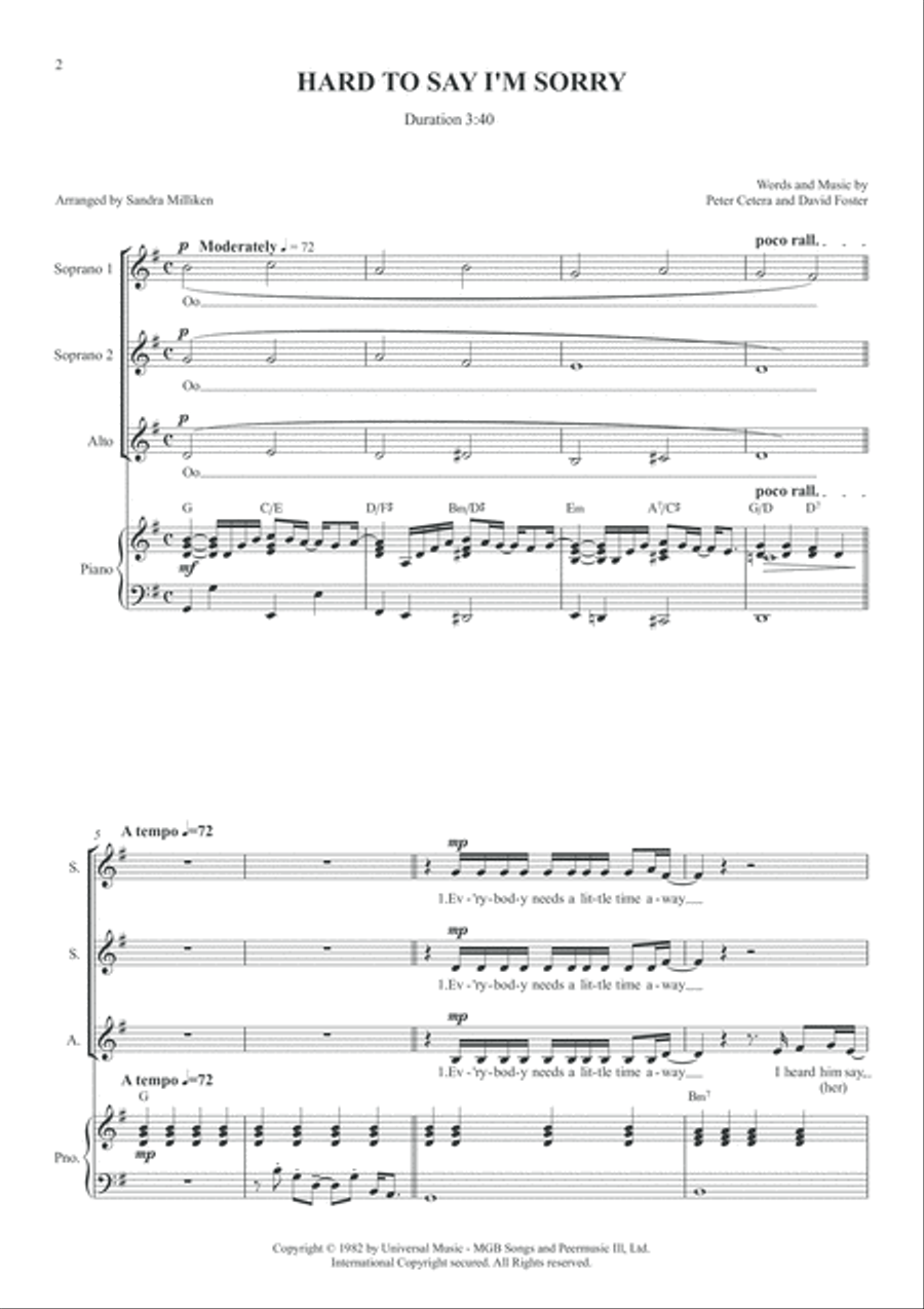 Hard To Say I'm Sorry SSA scores gallery preview page 2