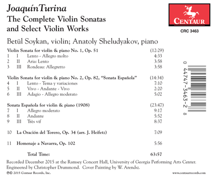 Joaquin Turina: The Complete Violin Sonatas & Select Violin Works