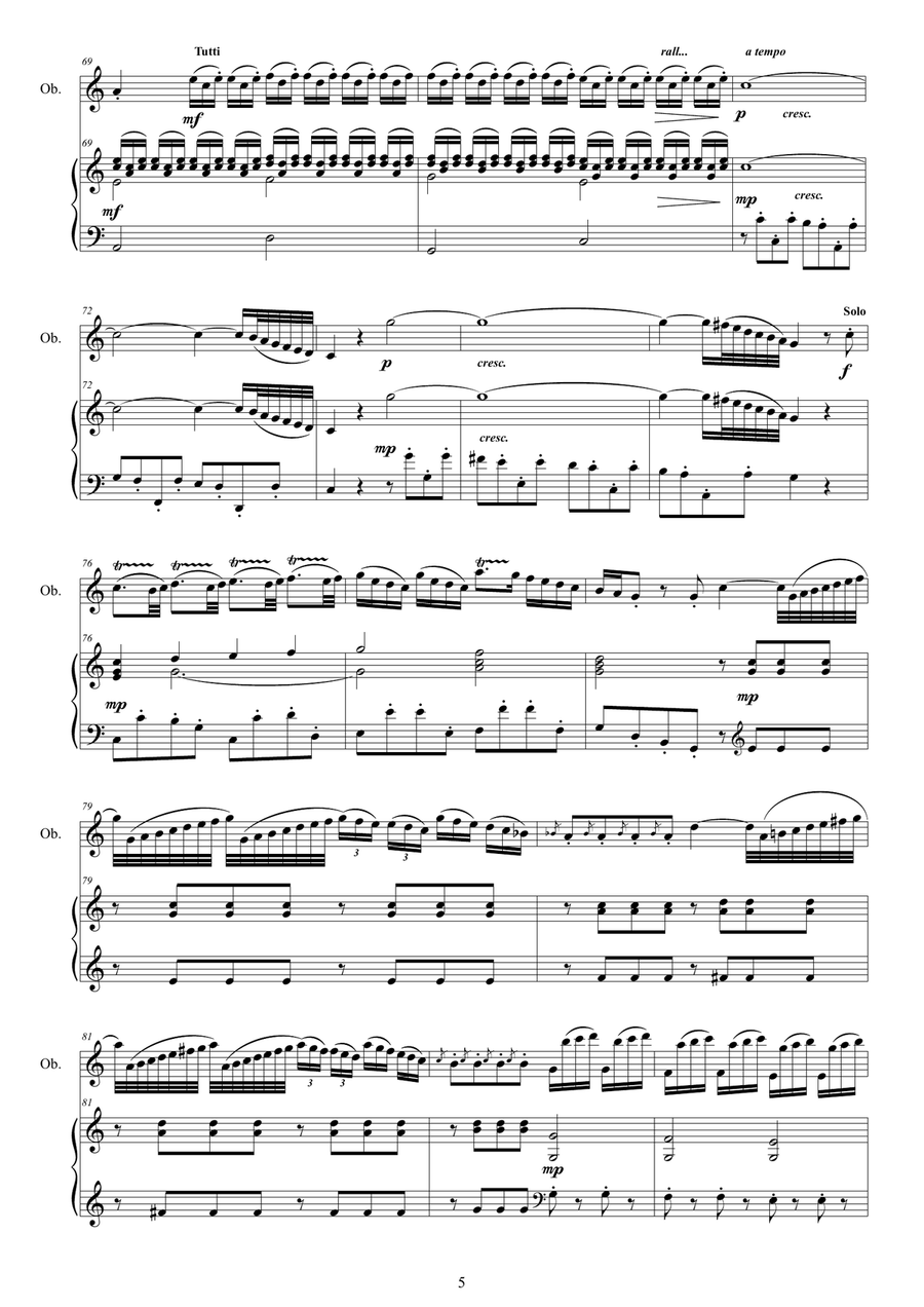 Vivaldi - Oboe Concerto in C major RV 447 for Oboe and Piano - Score and Oboe part Piano scores gallery preview page 5