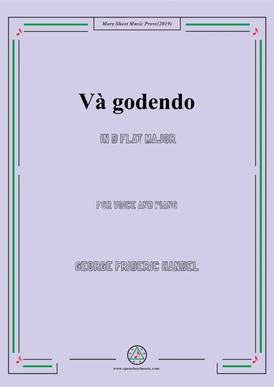 Handel-Và godendo in D flat Major,for Voice and Piano Voice Solo scores gallery preview page 1