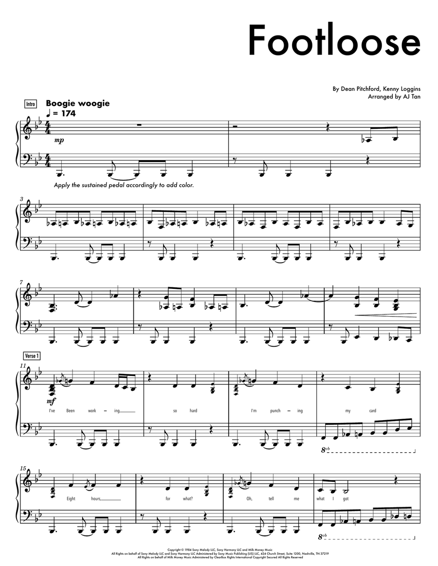 Footloose Piano Solo scores gallery preview page 1