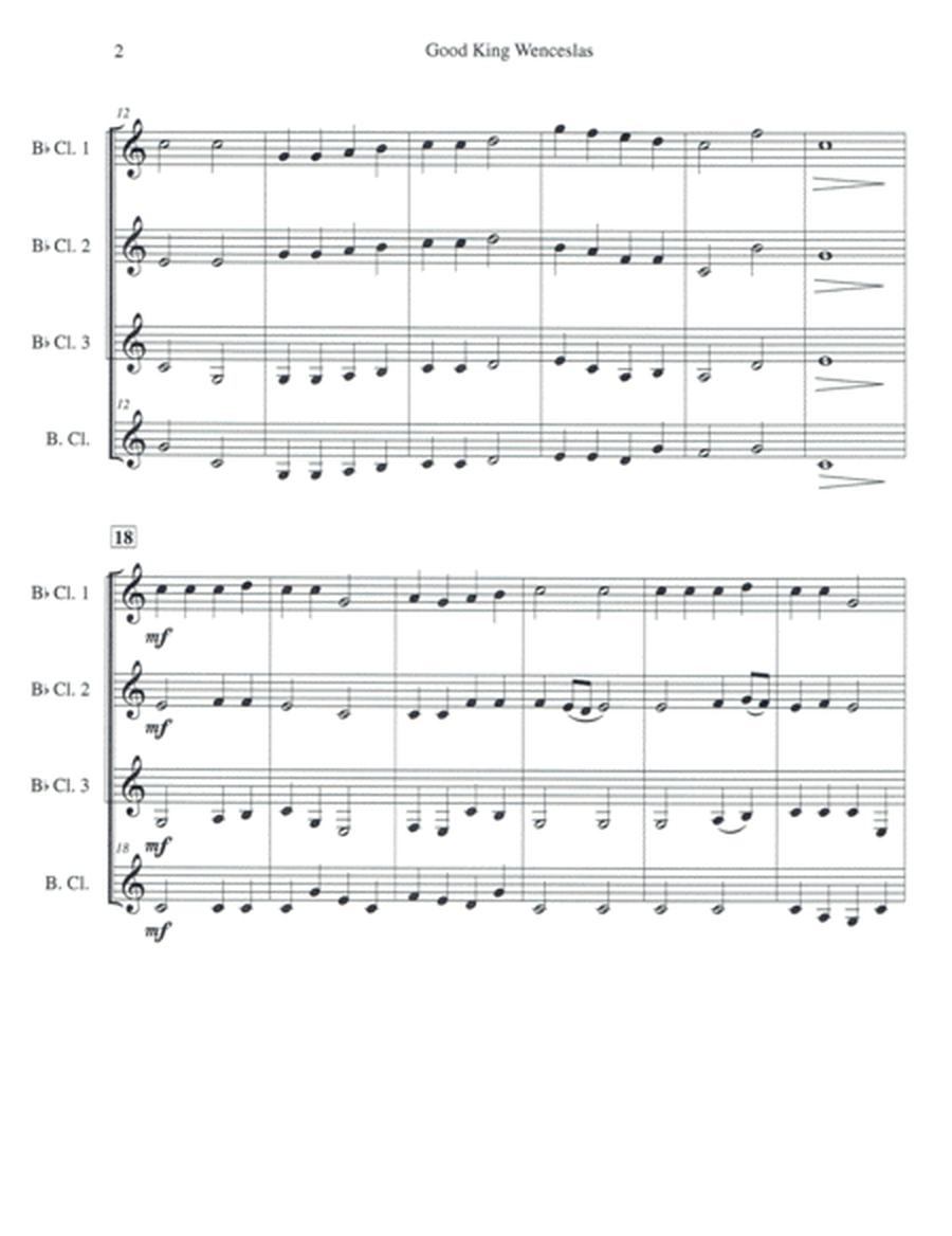Good King Wenceslas for Clarinet Quartet image number null