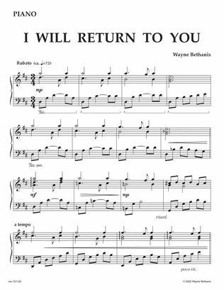I Will Return To You