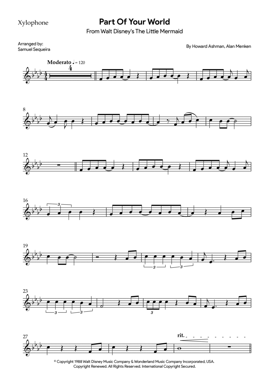 Part Of Your World (reprise) Percussion scores gallery preview page 1