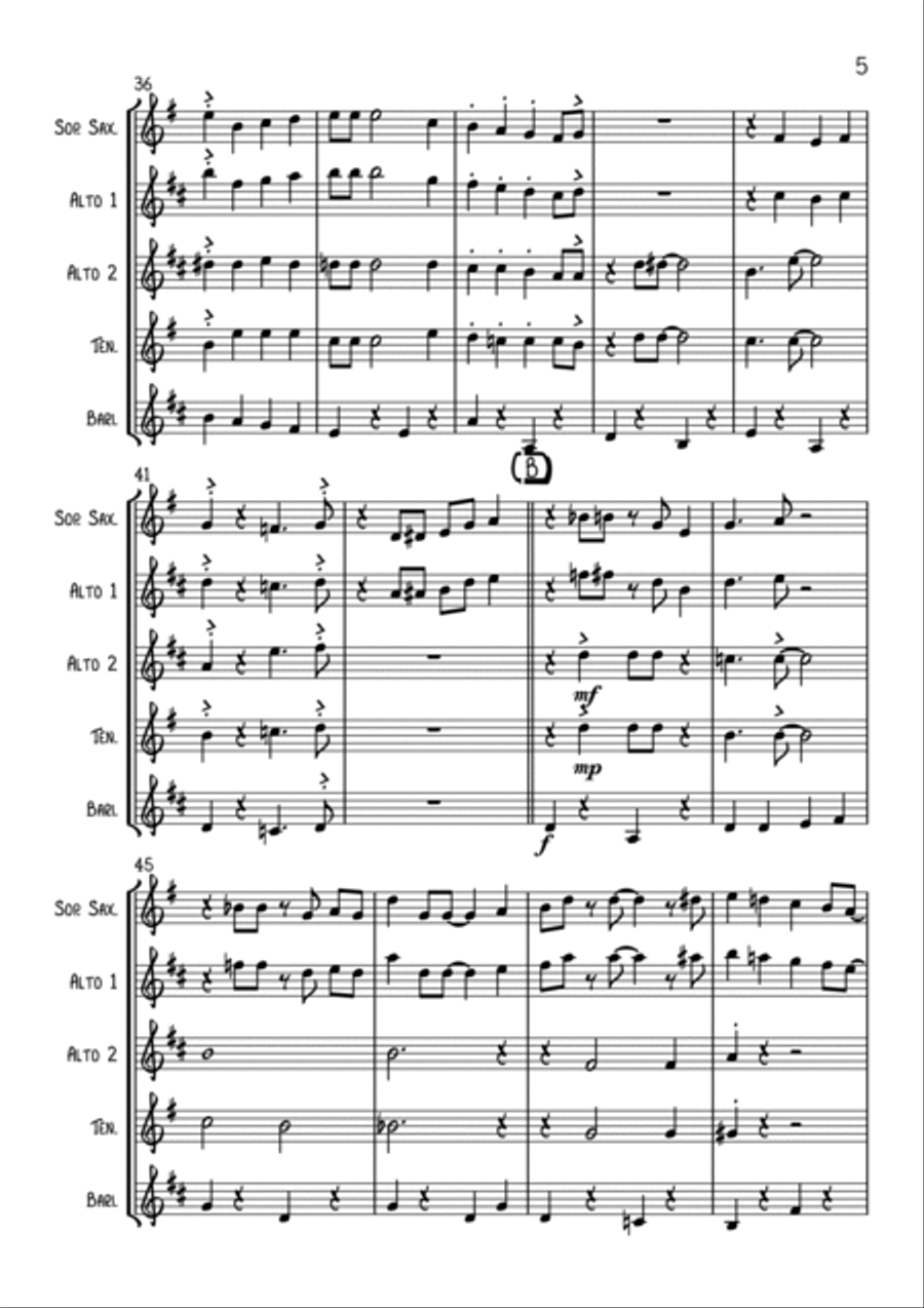 The Bare Necessities Saxophone Quartet scores gallery preview page 5