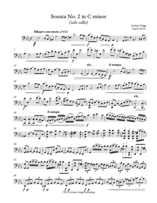 Book cover for Sonata No 2 in C minor (solo cello)