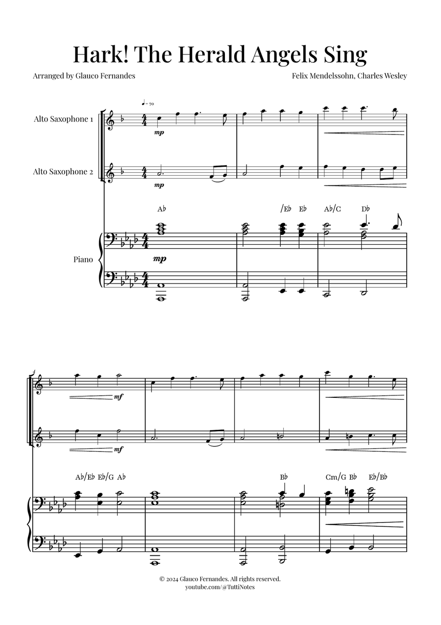Hark! The Herald Angels Sing - Christmas Carol Duet Woodwind Duet scores gallery preview page 1