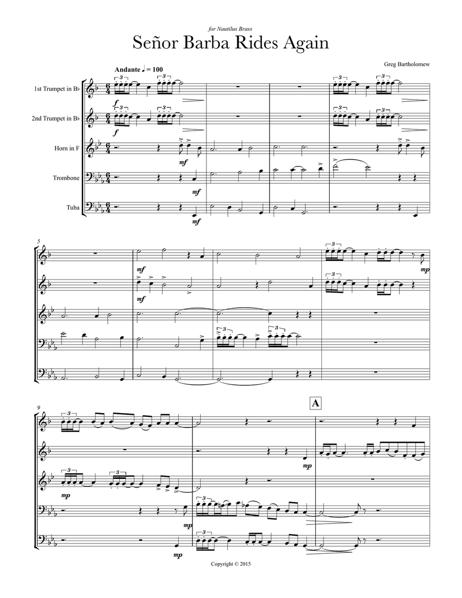 Señor Barba Rides Again Brass Ensemble scores gallery preview page 3