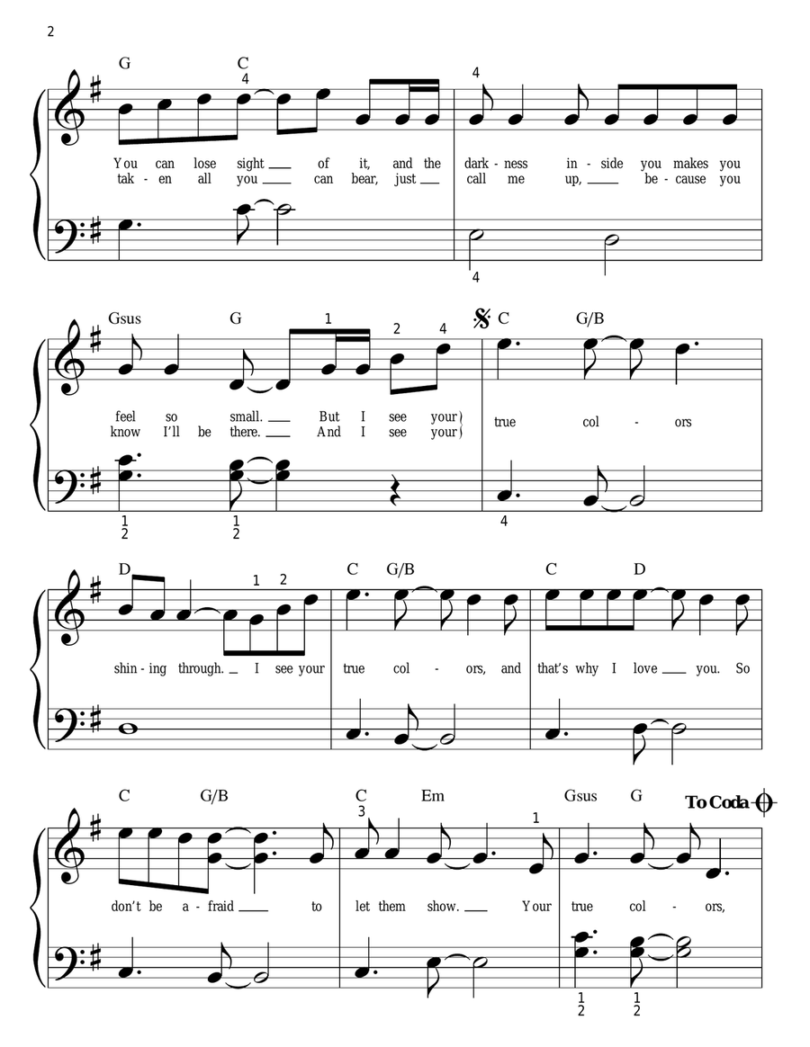 True Colors Easy Piano scores gallery preview page 2