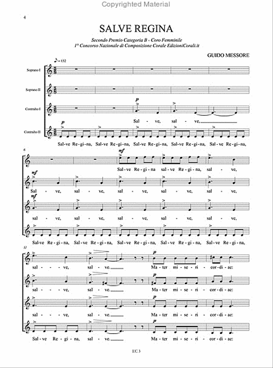 4 Sacred Pieces for Female Choir (1st National Choral Composition Competition EdizioniCorali.it - Cat. B) Women's Choir scores gallery preview page 3