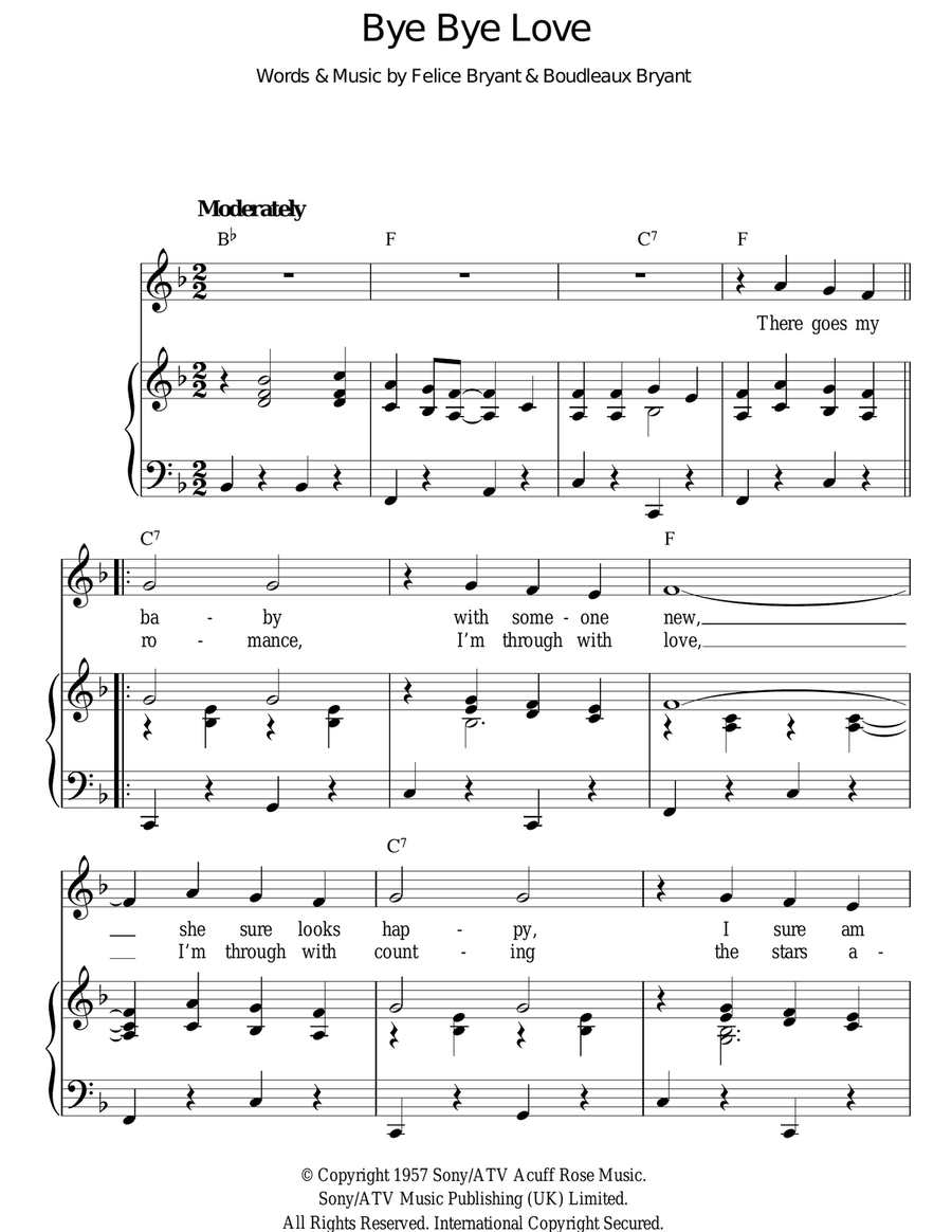 Bye Bye Love Bye Bye Love Acoustic Guitar scores gallery preview page 1