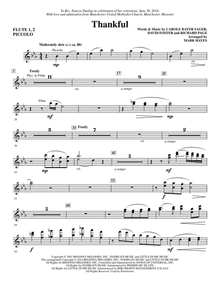 Thankful (arr. Mark Hayes) - Flute 1,2/Piccolo