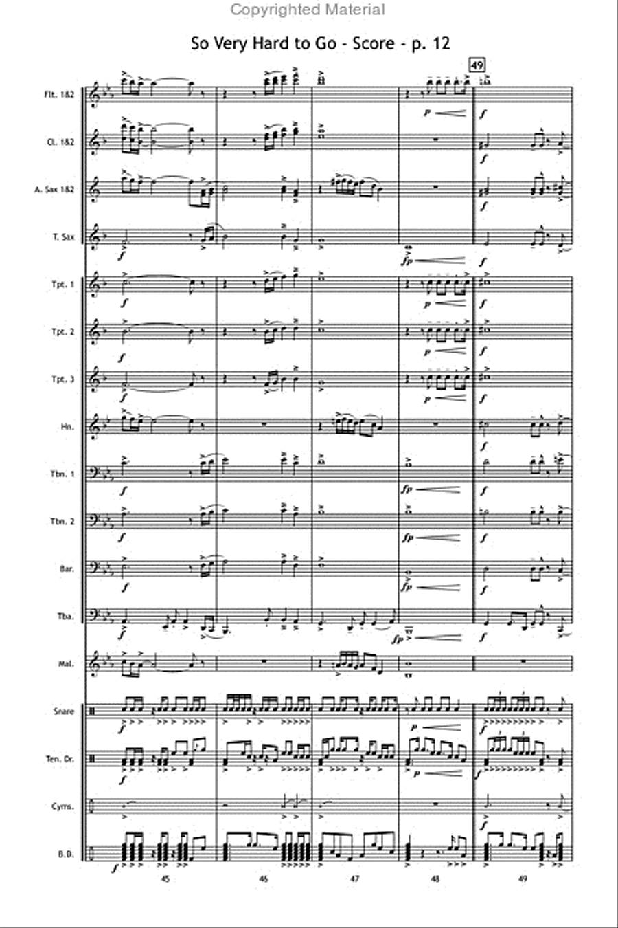 So Very Hard to Go So Very Hard to Go Marching Band scores gallery preview page 13
