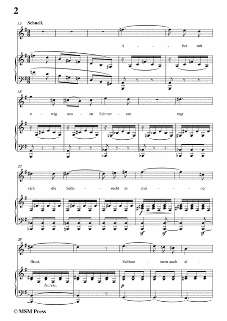 Schubert-Sehnsucht der Liebe(Love's Yearning), D.180,in e minor,for Voice&Piano Voice scores gallery preview page 4