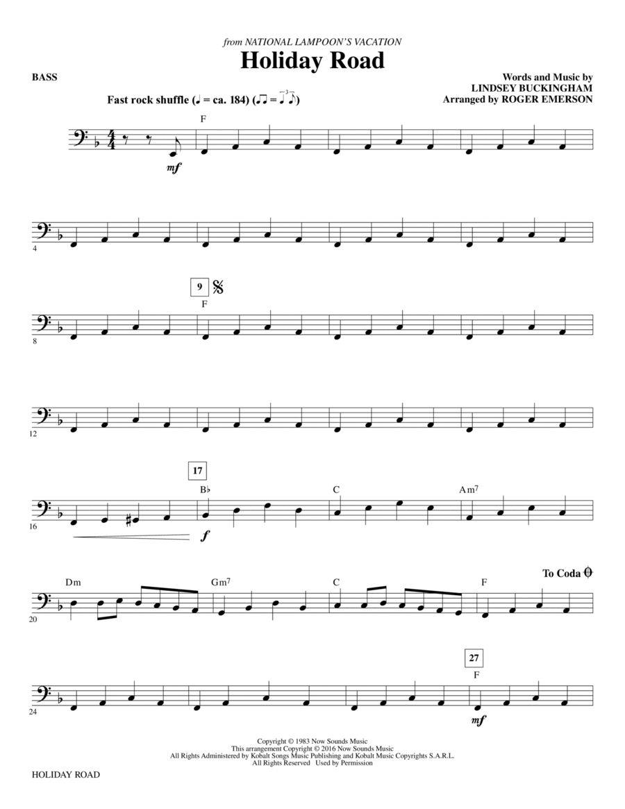 Holiday Road - Bass Choir scores gallery preview page 1