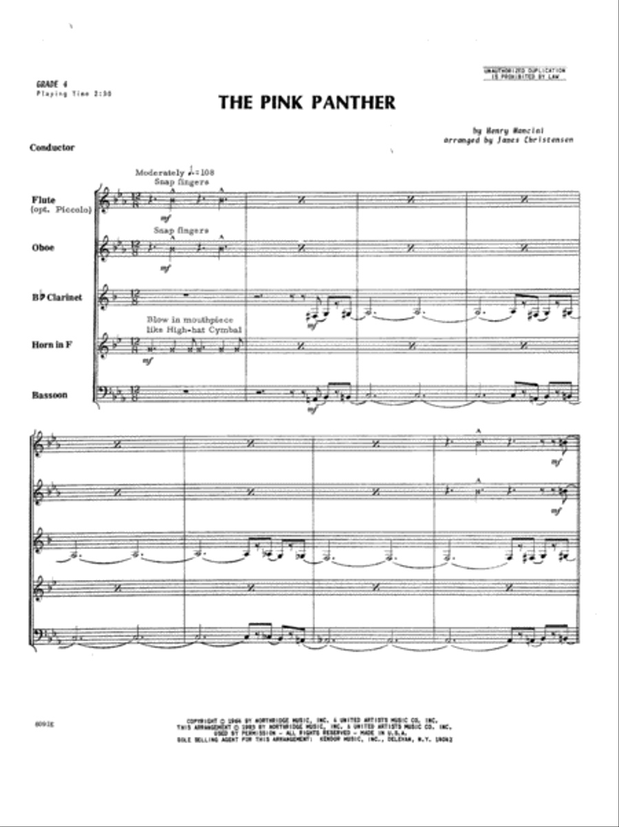 The Pink Panther Woodwind Quintet scores gallery preview page 4