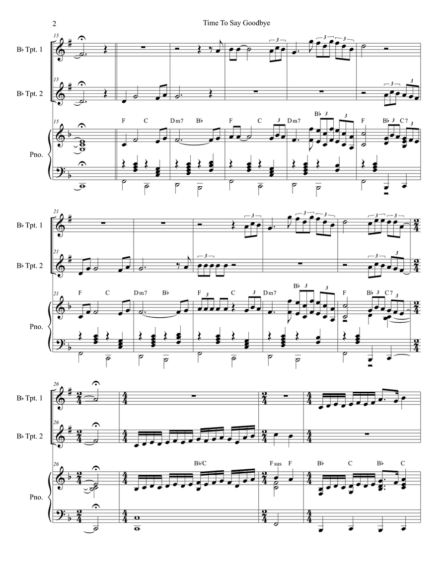 Time To Say Goodbye Trumpet Duet scores gallery preview page 2