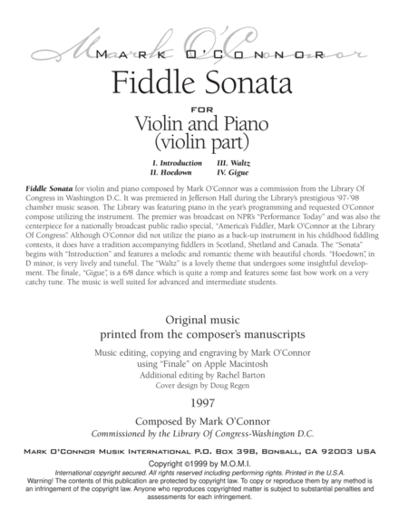Fiddle Sonata (violin solo part - violin and piano)
