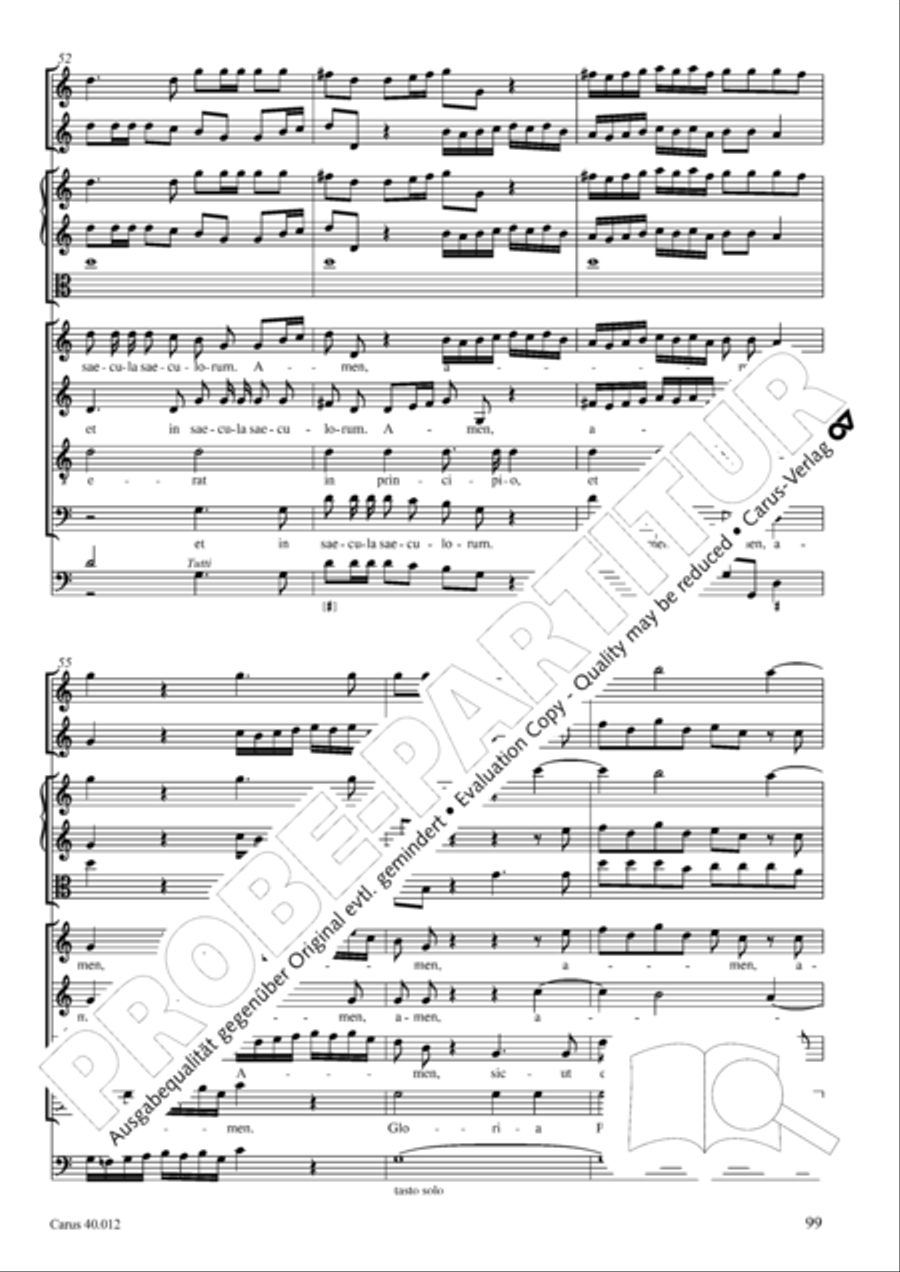 Beatus vir (How blest is he) Psalm 111 4-Part scores gallery preview page 100