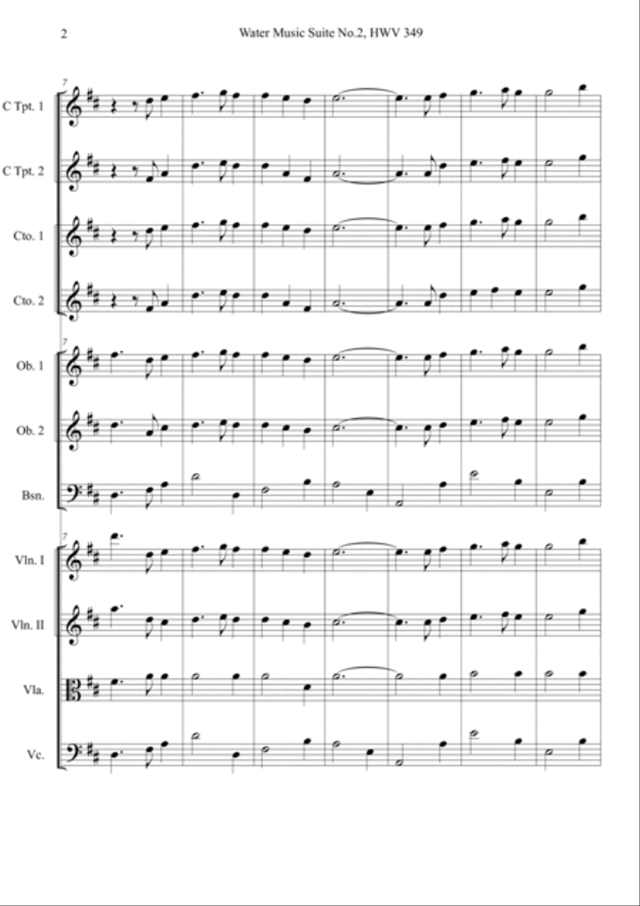 Water Music Suite No.2 14 HWV 349 Orchestra scores gallery preview page 2