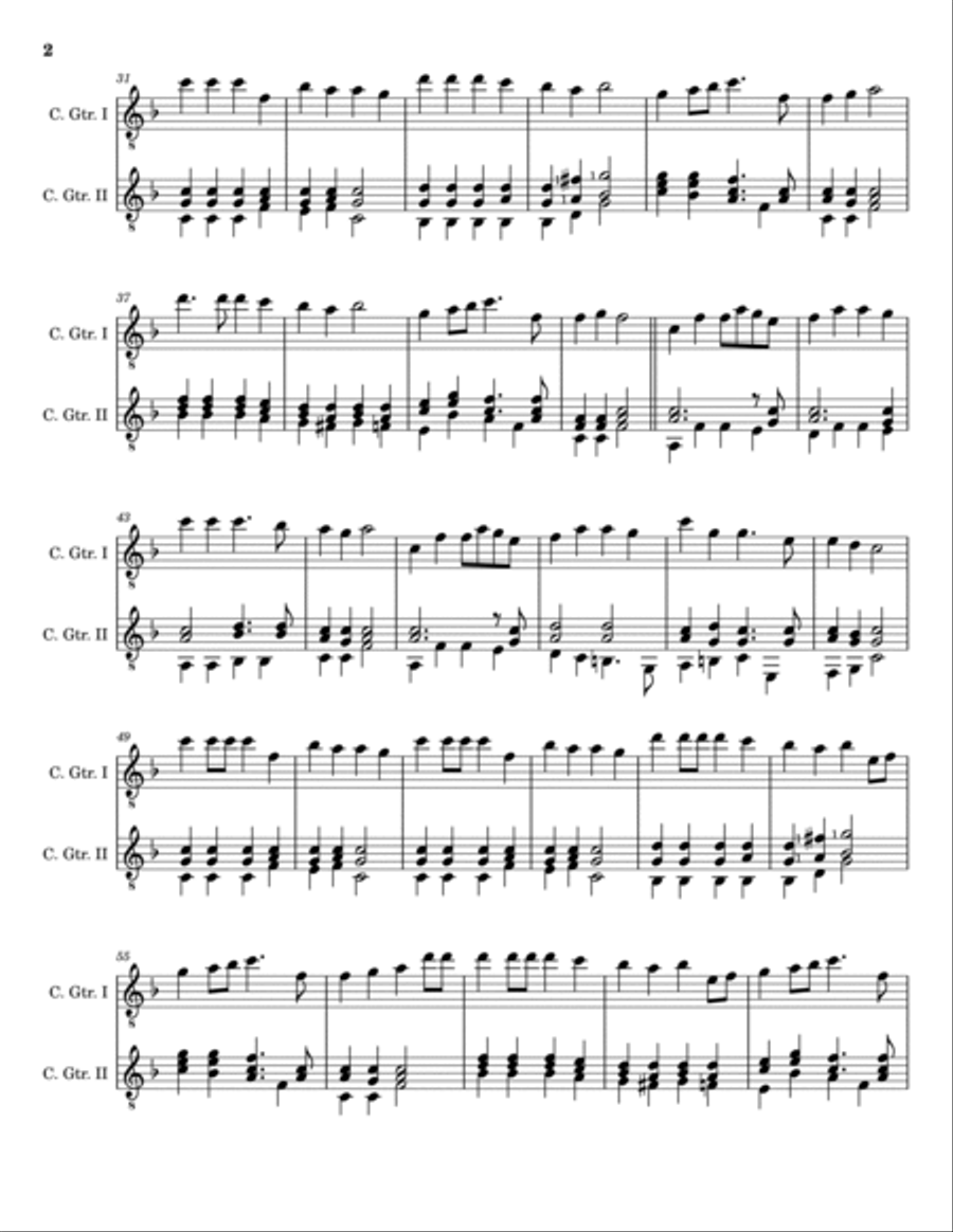 Hark! The Herald Angels Sing - Arranged for Classical Guitar Duet (Score and Parts) Chamber Music scores gallery preview page 2