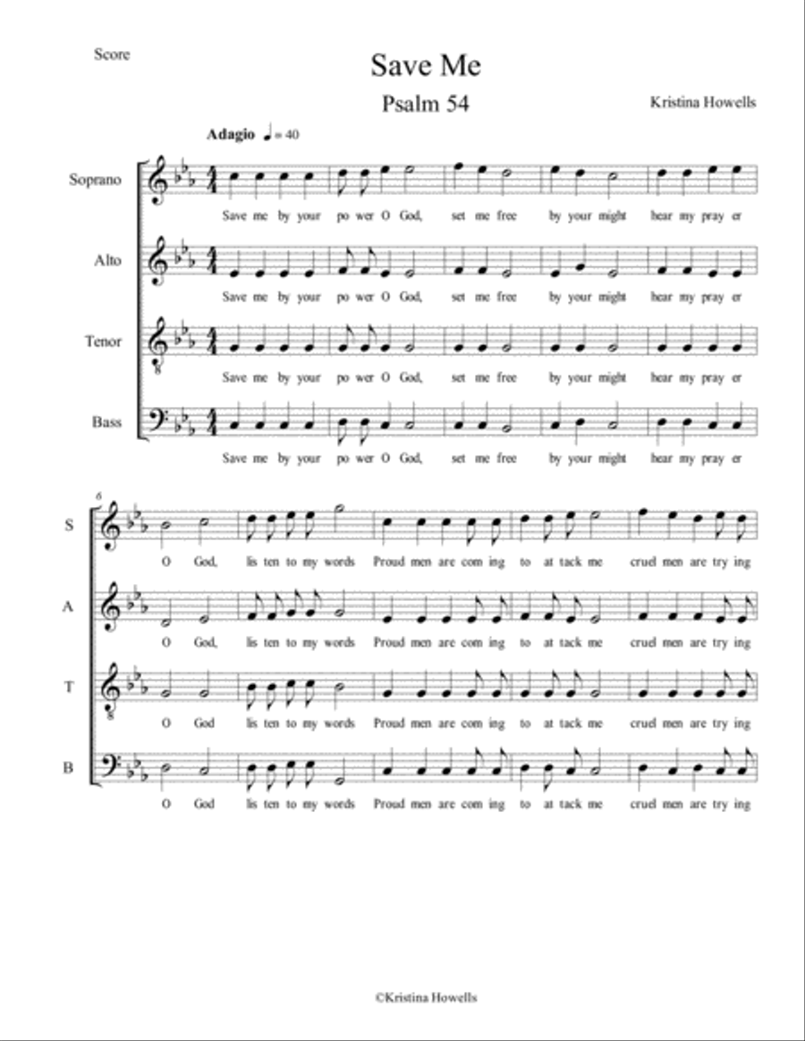 Save Me Psalm 54 4-Part scores gallery preview page 1