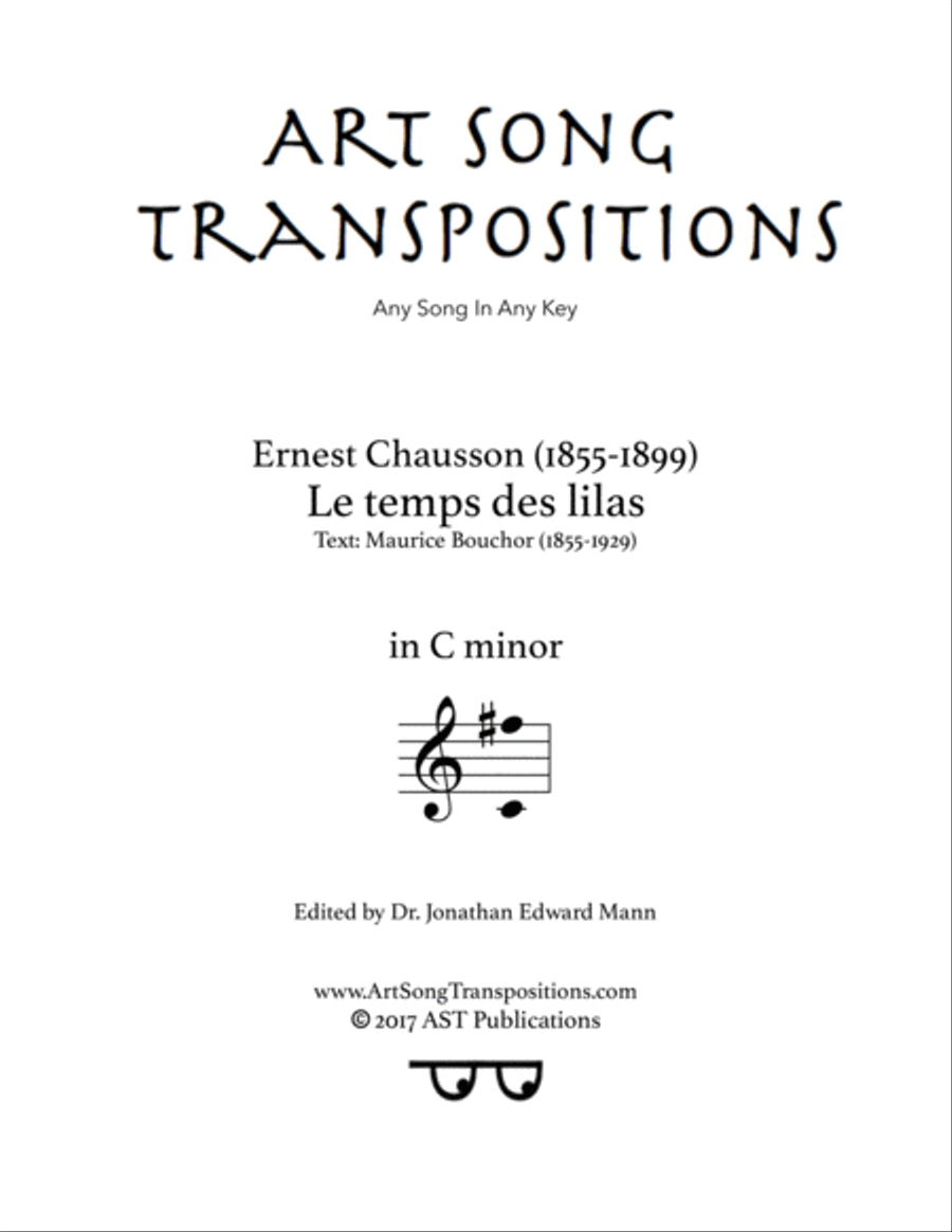 CHAUSSON: Le temps des lilas (transposed to C minor) Voice scores gallery preview page 1
