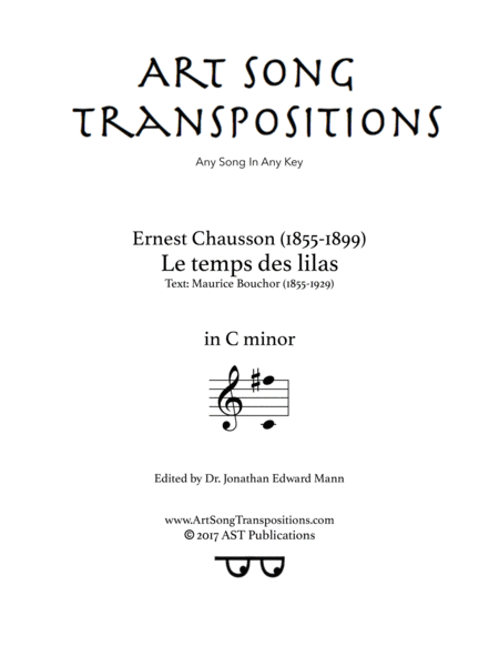 CHAUSSON: Le temps des lilas (transposed to C minor)