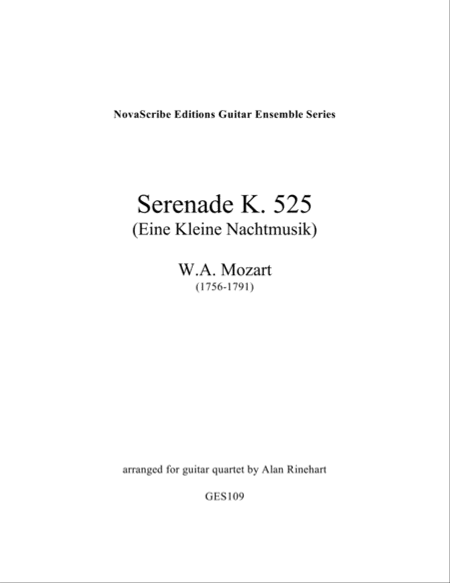 Serenade K. 525 (Eine Kleine Nachtmusik) arr. for guitar quartet
