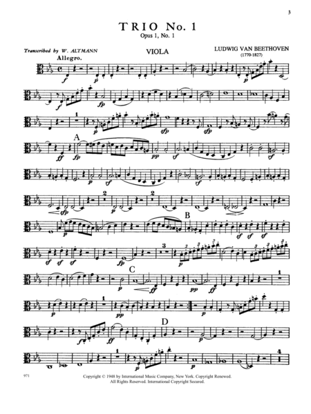Viola Part For The Six Celebrated Piano Trios (To Replace The Cello)