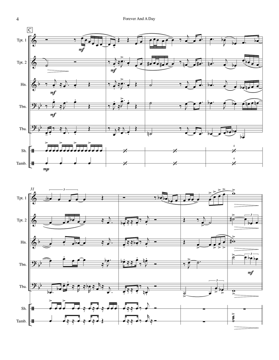 Forever And A Day Brass Quintet scores gallery preview page 5