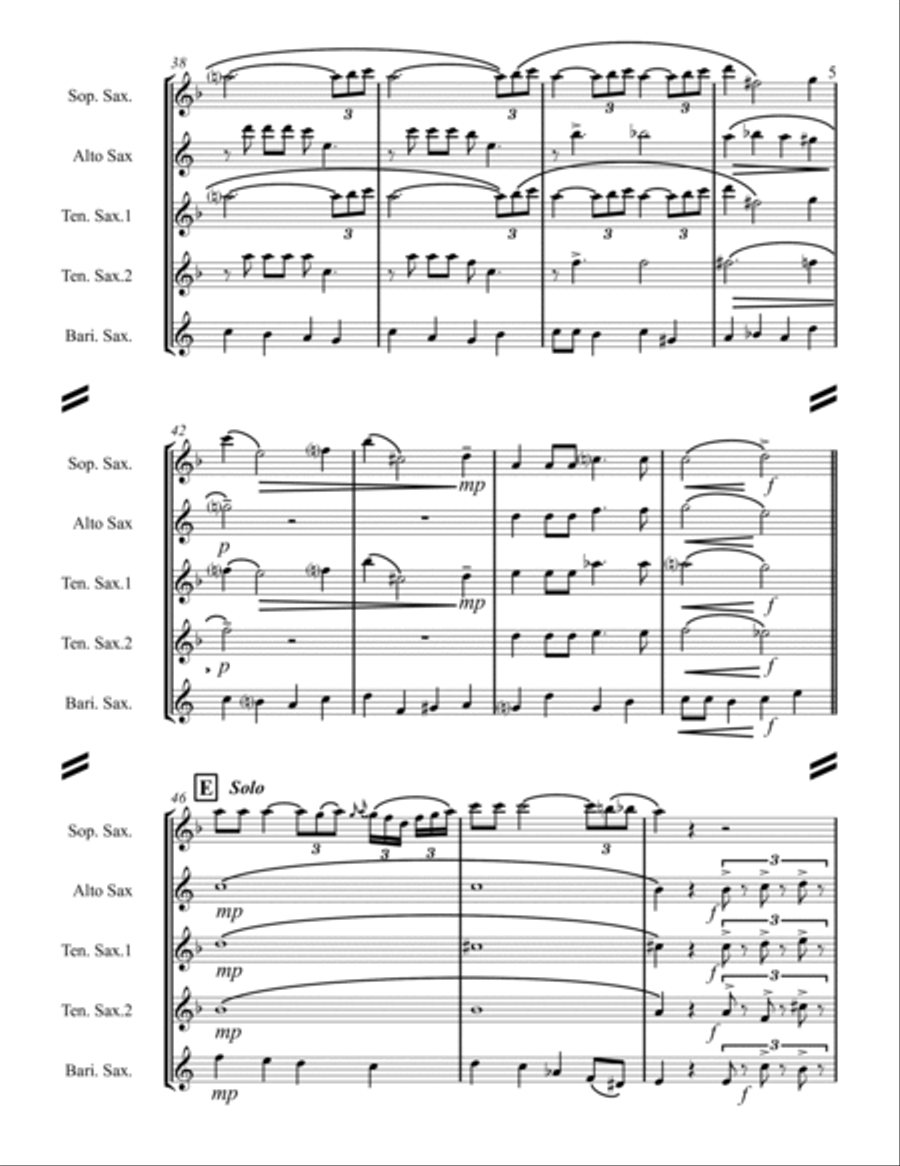 Moonlight Serenade Saxophone Quintet scores gallery preview page 6