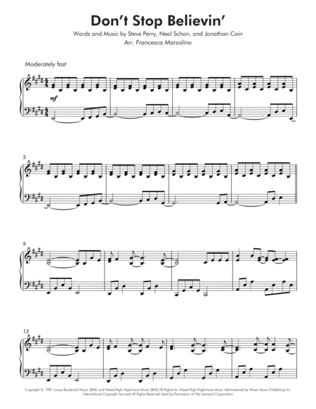 Don't Stop Believin' (Intermediate Piano) image number null