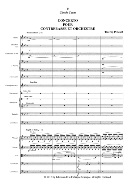 Thierry Pélicant: Concerto for contrabass and orchestra, score only image number null