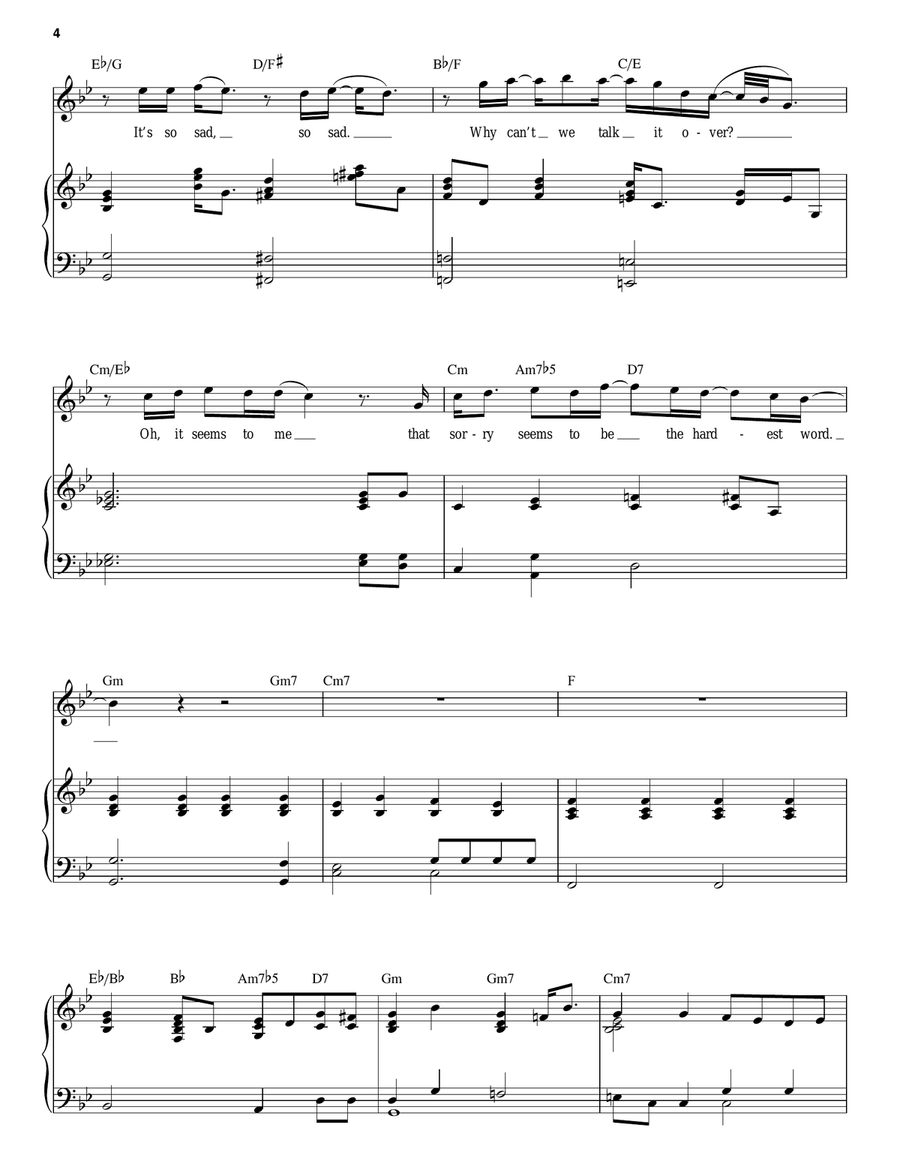 Sorry Seems To Be The Hardest Word Piano, Vocal scores gallery preview page 4