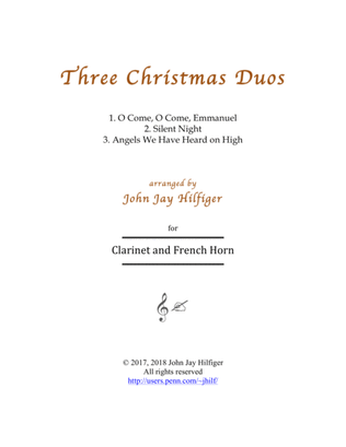 Book cover for Three Christmas Duos for Clarinet and Horn