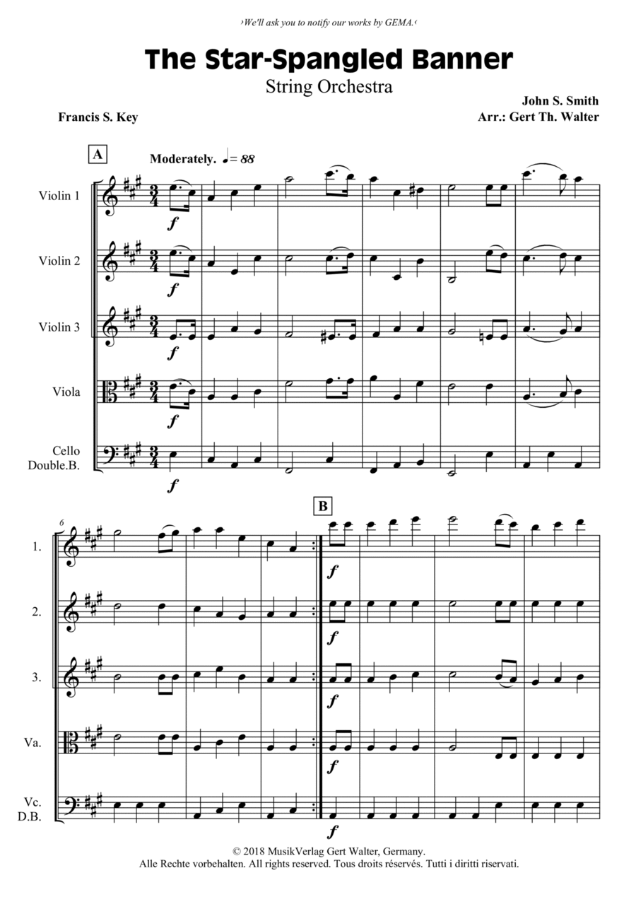 The Star-Spangled Banner String Orchestra scores gallery preview page 1