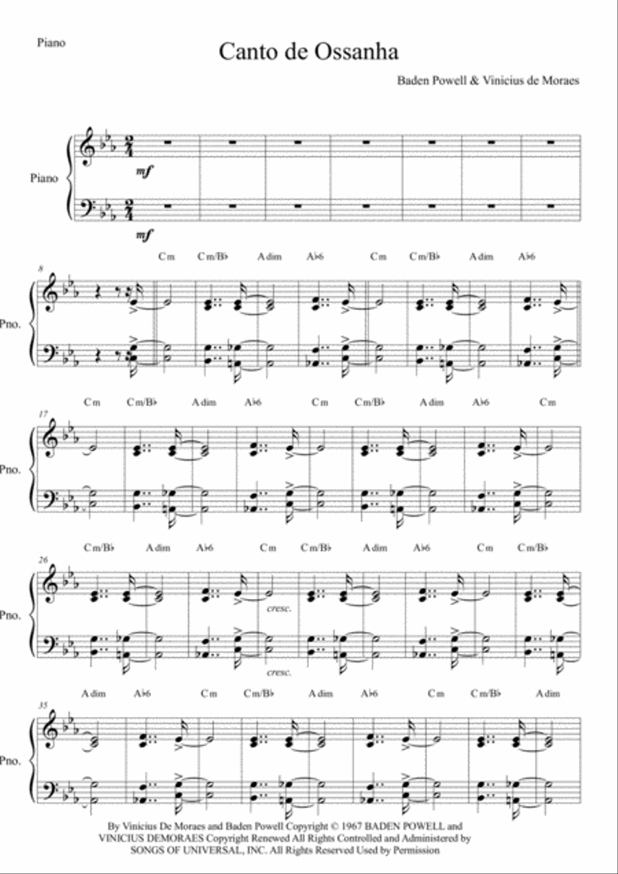 Canto De Ossanha Canto De Ossanha Piano Solo scores gallery preview page 1