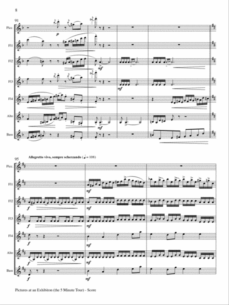 Pictures at an Exhibition (The 5 Minute Tour) for Flute Choir Flute Choir scores gallery preview page 4