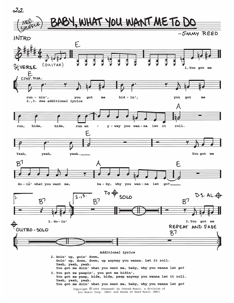 Baby, What You Want Me To Do Voice scores gallery preview page 1