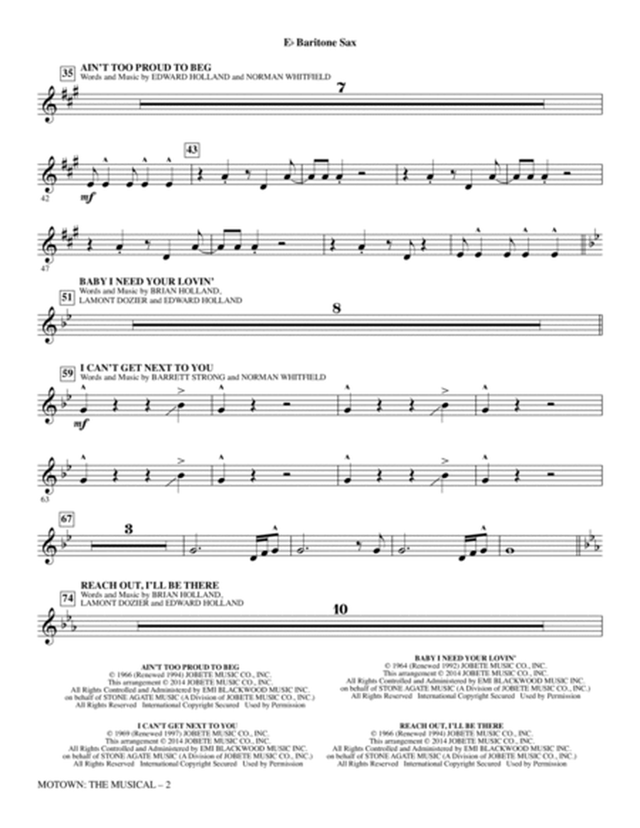 Motown: The Musical (Choral Highlights) - Baritone Sax
