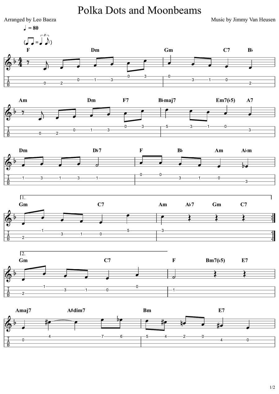 Polka Dots And Moonbeams Ukulele scores gallery preview page 1
