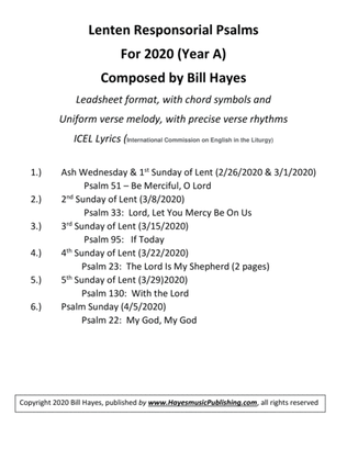 2020 Lenten Responorial Psalms (Year A)