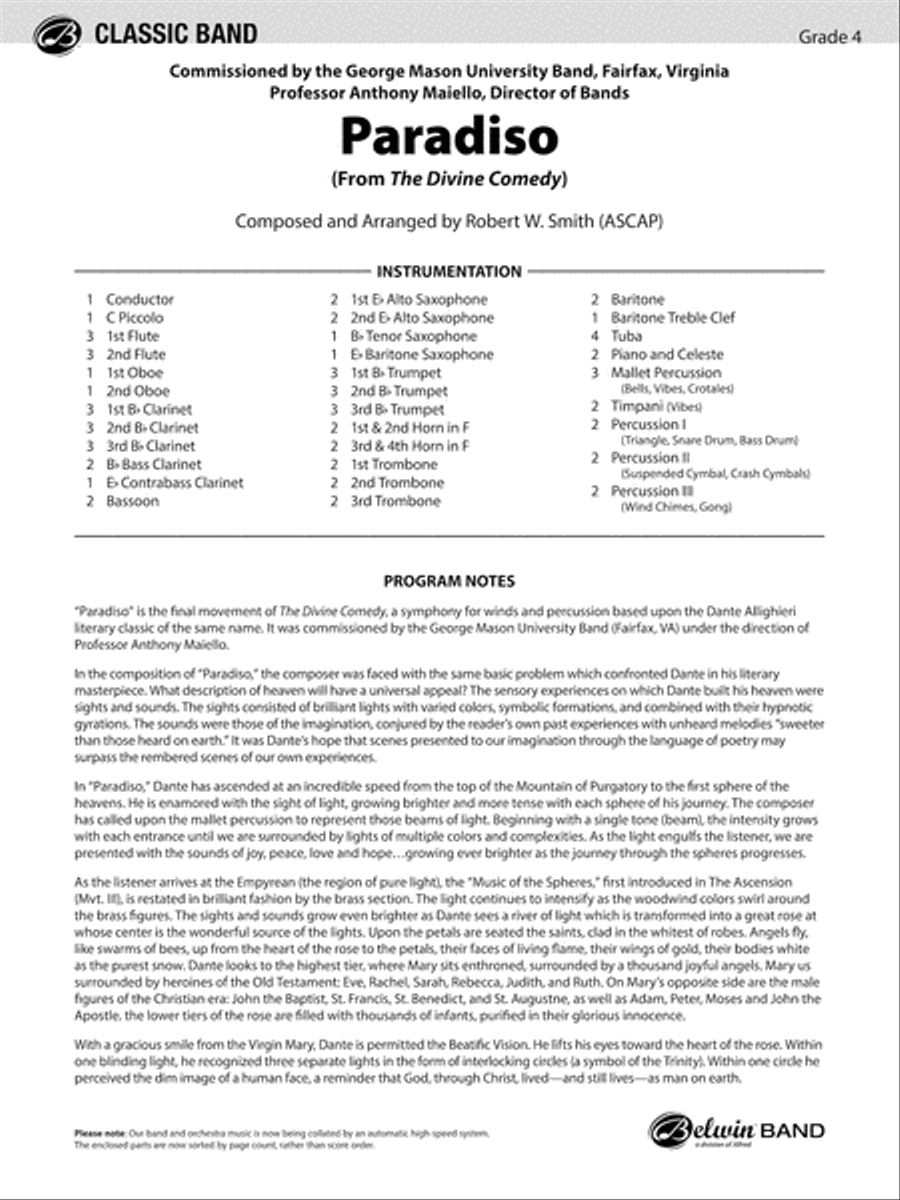 Paradiso: Score Concert Band scores gallery preview page 1