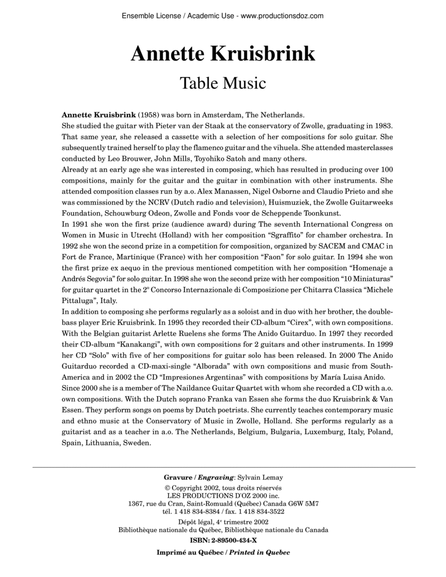 Table Music Guitar Ensemble scores gallery preview page 1
