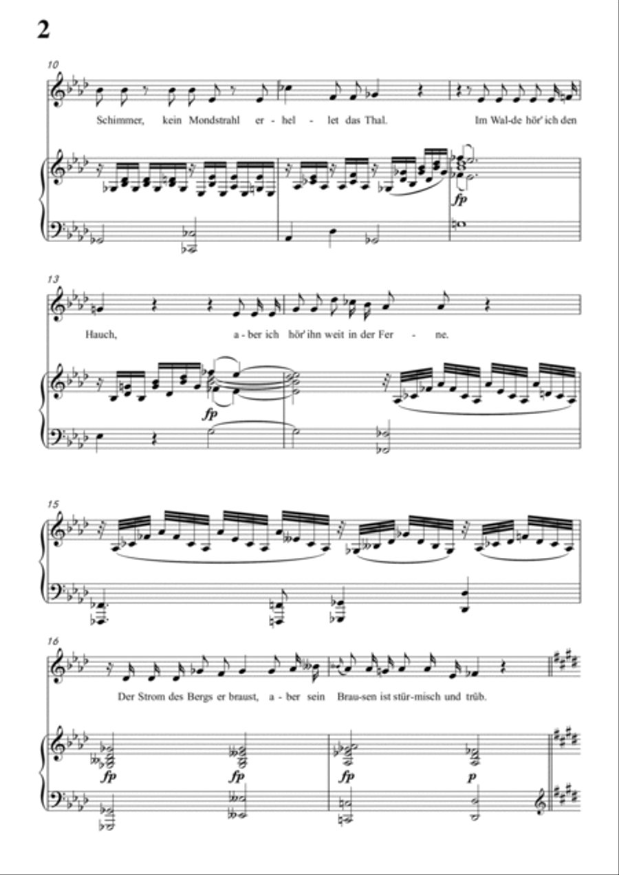 Schubert-Die Nacht in f minor,D.534,for Vocal and Piano Voice scores gallery preview page 3